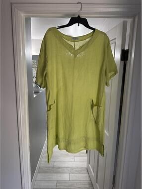 Lime Green Linen Tunic Dress Made in Italy